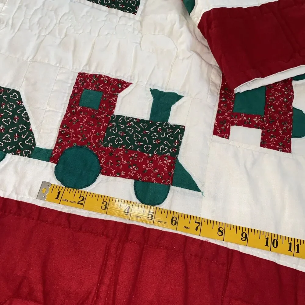 Vintage-Style Christmas Train Quilt - Extra Long Bed/Table Runner (46
